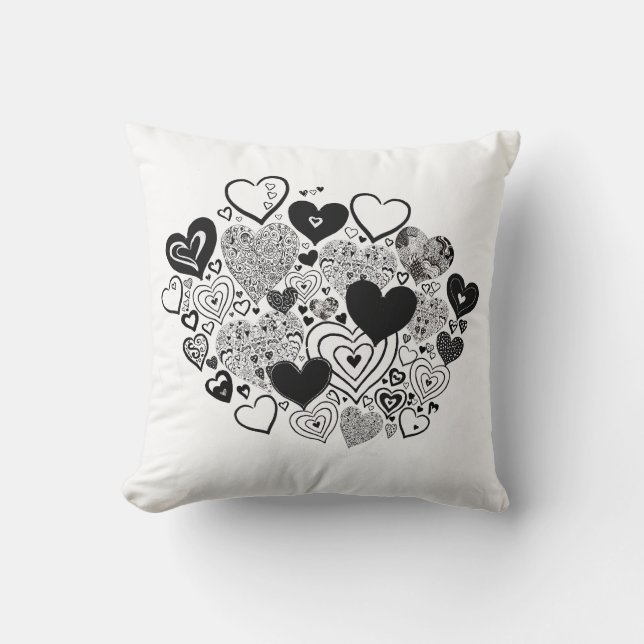 Llave de almohada con detalles cardíacos en blanco (Anverso)