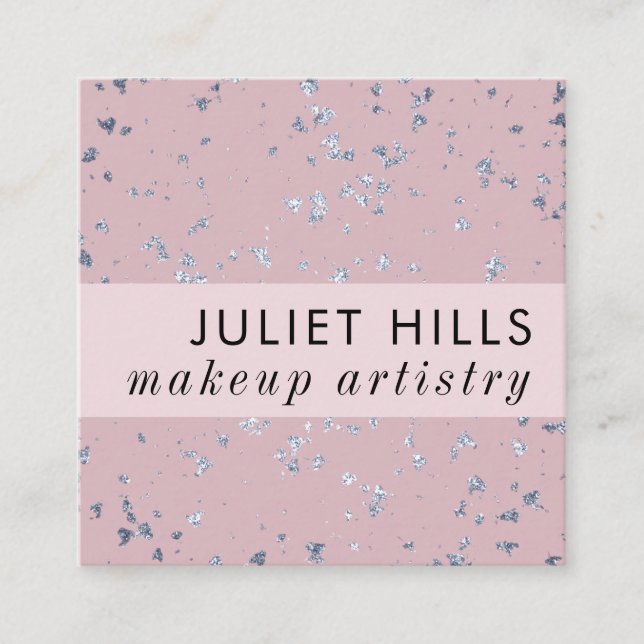 Llave de plata y tarjeta de visita Rubor Pink Squa (Anverso)