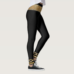 Llave Griega Básica Dorada sobre Leggings Atlético