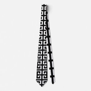 llave griega blanca negra menea corbata de cuello