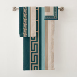 Llave griega - Meander - Taupe y verde 