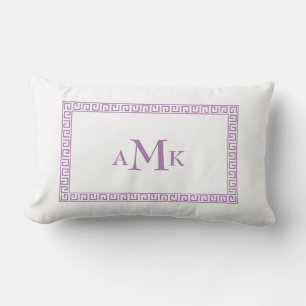 Llave griega púrpura almohada lumbar monogramada