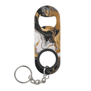 Llave Luxuosa de Mármol Negro y Dorado Abrebotella