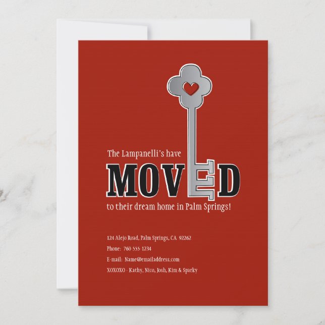 Llave y corazón, Invitación roja en movimiento (Anverso)