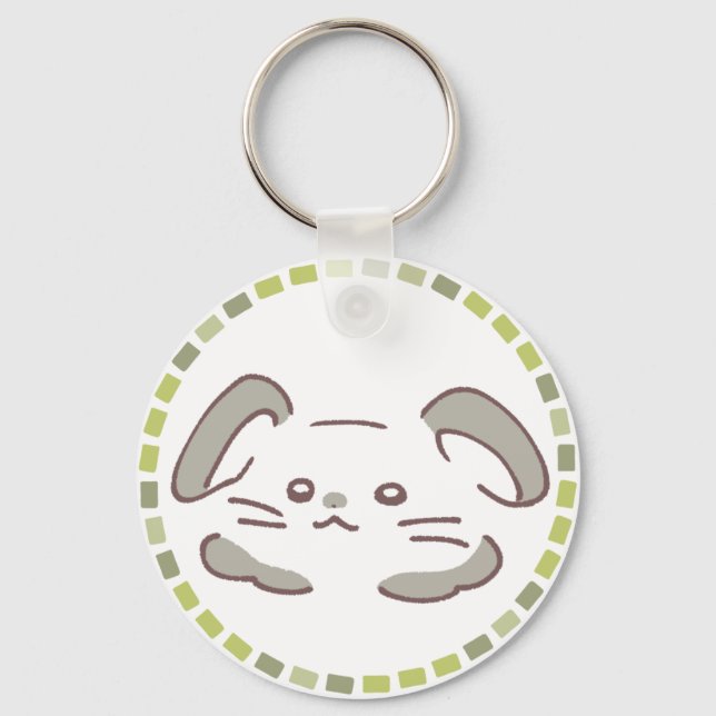 LLAVERO カラフルタイル模様＆ふわふわうさぎ (Anverso)