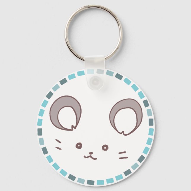 LLAVERO カラフルタイル模様＆丸耳ねずみ (Anverso)