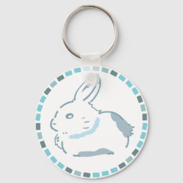 LLAVERO シャープな雪うさぎ＆青タイルデザイン 