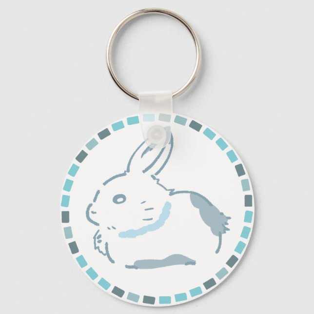 LLAVERO シャープな雪うさぎ＆青タイルデザイン  (Anverso)