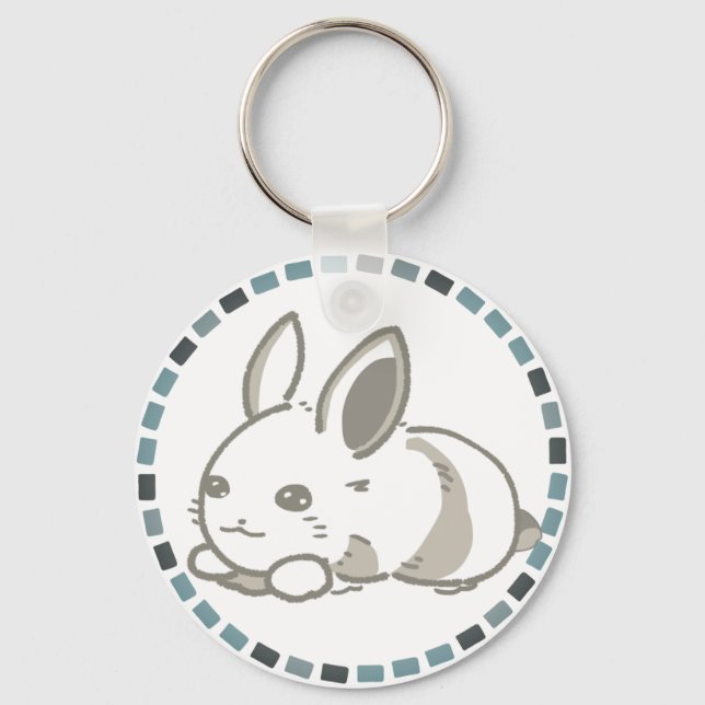LLAVERO モダングレー＆もこもこ座りうさぎデザイン  (Anverso)