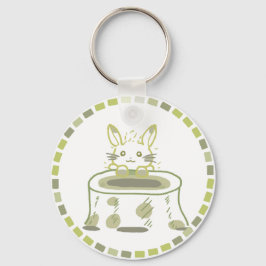 LLAVERO 妖精のようなうさぎ＆黄緑タイルデザイン 