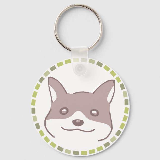 LLAVERO 明るいタイル模様＆笑顔の犬イラスト (Anverso)