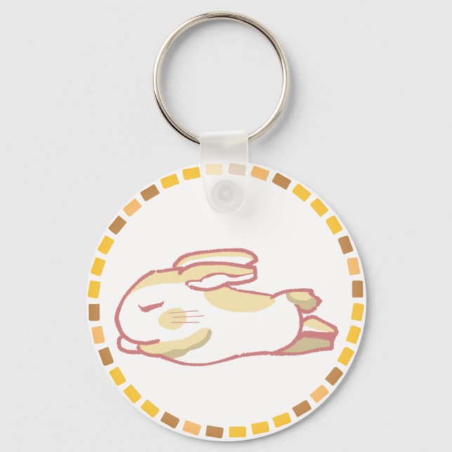 LLAVERO 春らしい濃い桃色＆リラックスうさぎイラスト (Anverso)