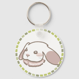 LLAVERO 柔らかグリーンタイル＆リアルなたれ耳うさぎデザイン 