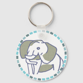 LLAVERO 爽やかな水色タイル＆青い象