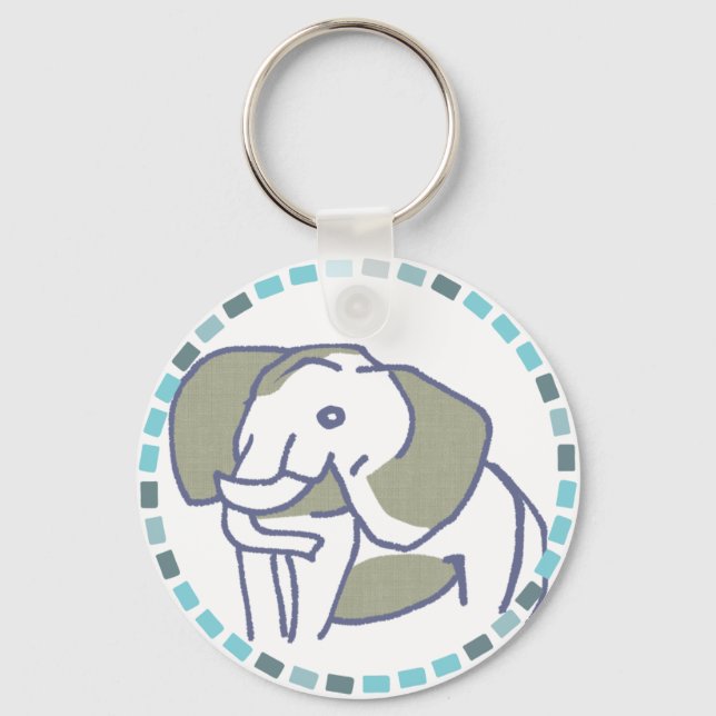 LLAVERO 爽やかな水色タイル＆青い象 (Anverso)