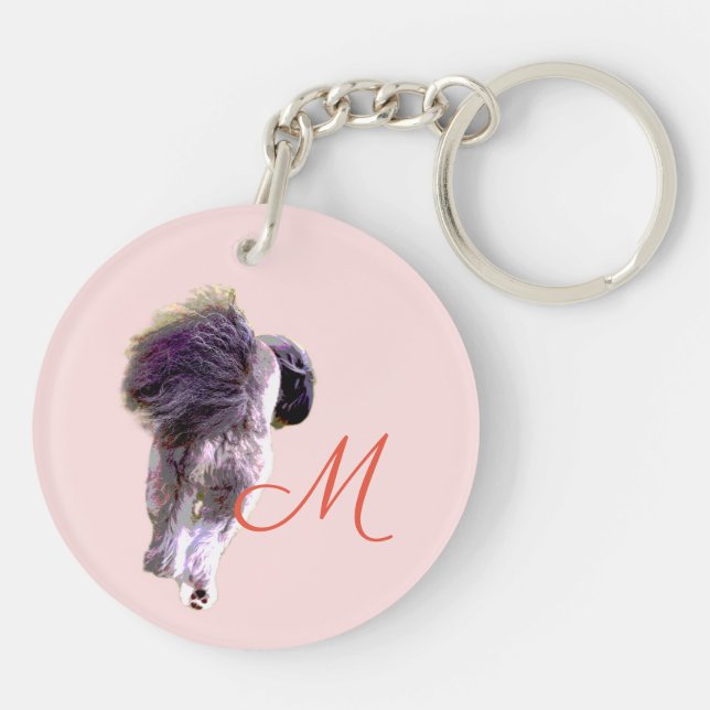 LLAVERO 犬の笑顔と後ろ姿の両面アクリルキーホルダー (Atrás)