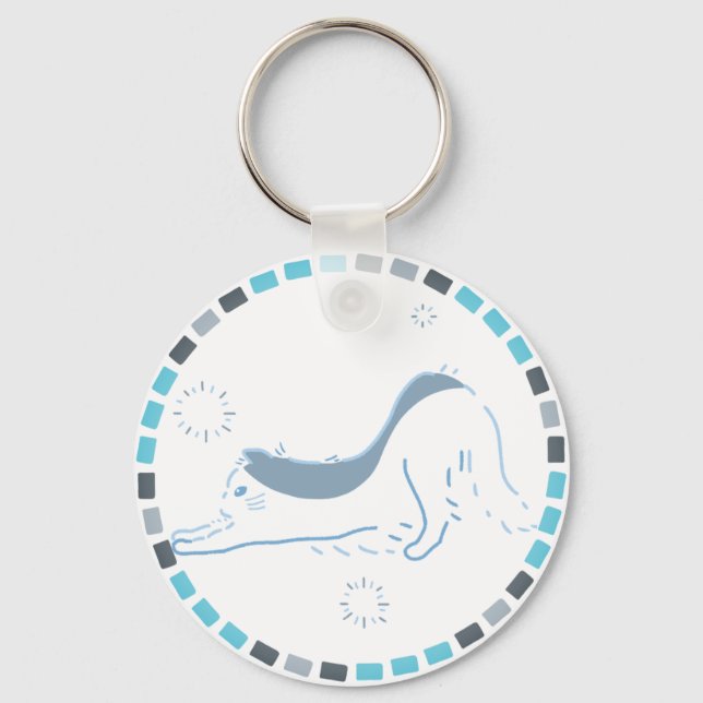 LLAVERO 空色タイルにのび猫、やさしい朝のひととき   (Anverso)