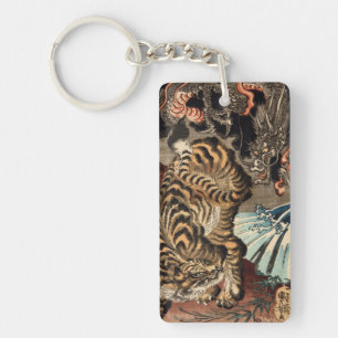 Llavero 虎 龍, 国 芳 Tigre y Dragón, Kuniyoshi, Ukiyo-e