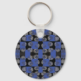 Llavero 083 Flores En Checkerboard Blue_Panel.ai