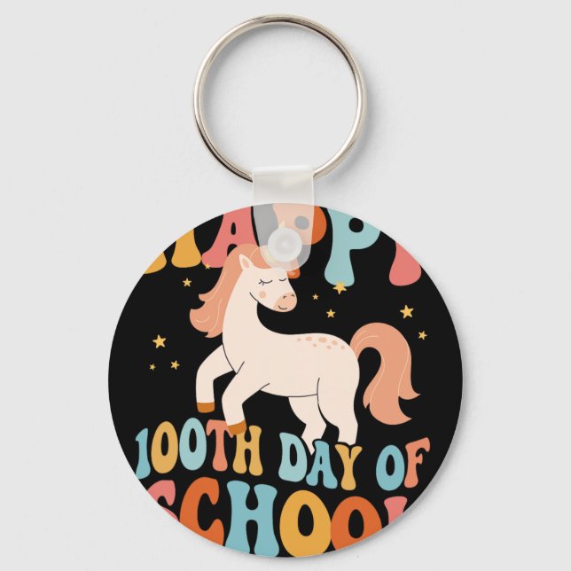 Llavero 100.º Día De La Escuela Unicornio Niños Estudiante (Anverso)