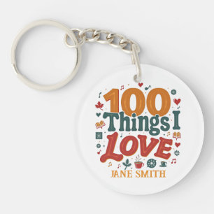 Llavero 100 cosas que amo" Diseño - Único y Personalizado