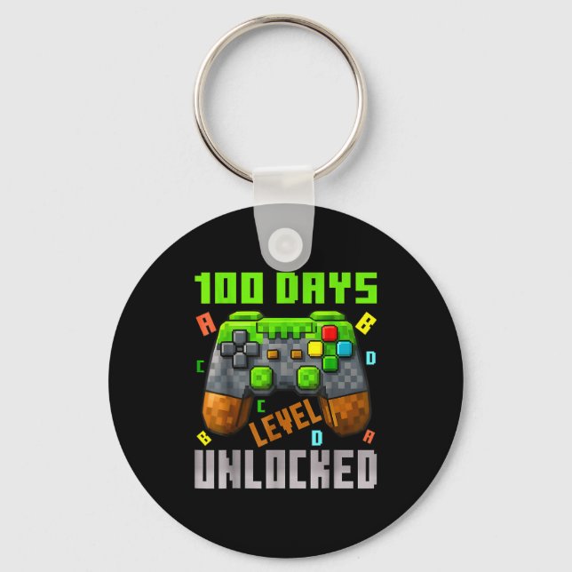Llavero 100 Days Level Unlocked Gaming 100 Days Of School  (Anverso)