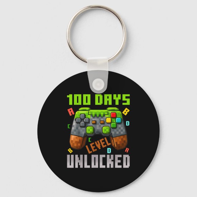 Llavero 100 Days Level Unlocked Gaming 100 Days Of School  (Anverso)