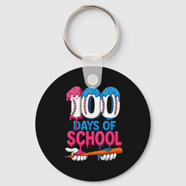 Llavero 100 Days Of School Baseball Drip Bat 100th Day Of  (Anverso)