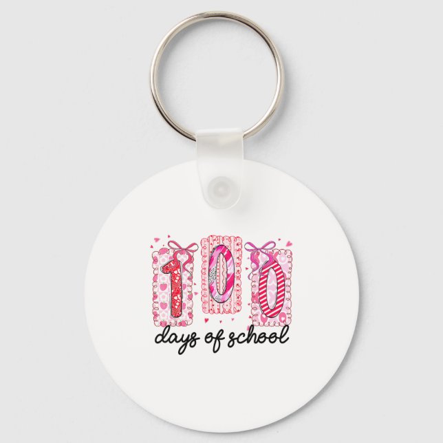 Llavero 100 Days Of School Coquette Valentine Girls Teache (Anverso)