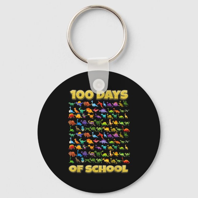 Llavero 100 Days Of School Dinosaur 100 Days Smarter  (Anverso)