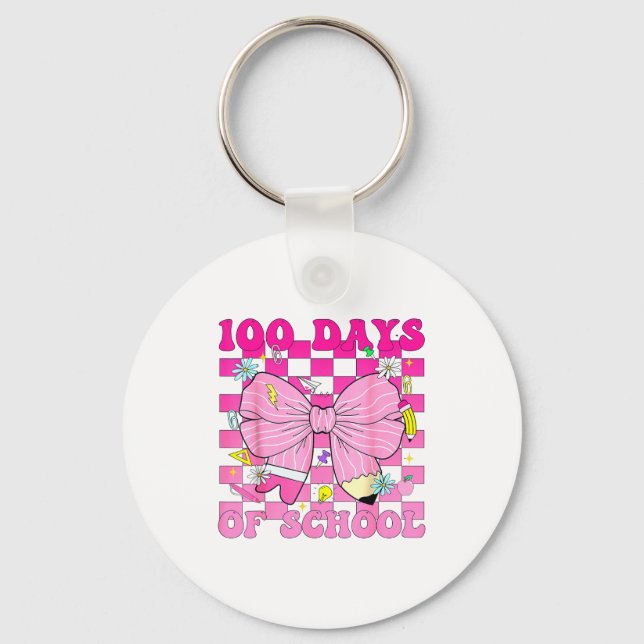 Llavero 100 Days Of School Girls Coquette Bow 100th Day Of (Anverso)