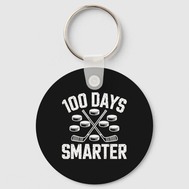 Llavero 100 Days Smarter Hockey 100th Day Of School Studen (Anverso)