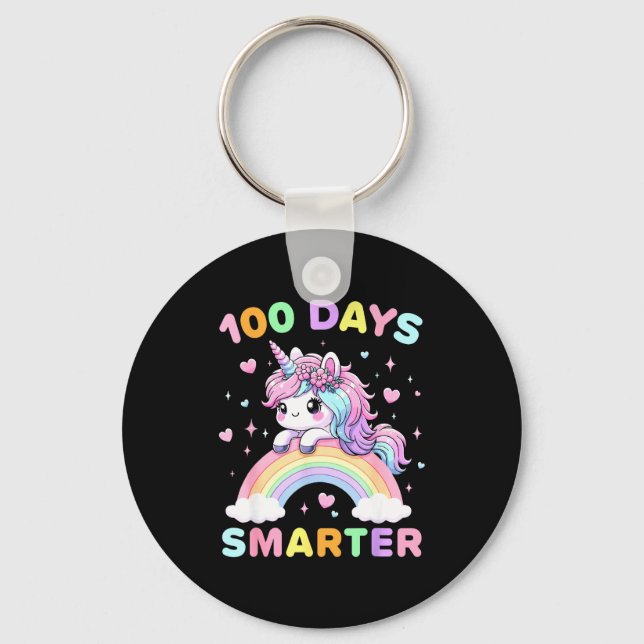 Llavero 100 Days Smarter Unicorrn 100th Day Of School Kids (Anverso)