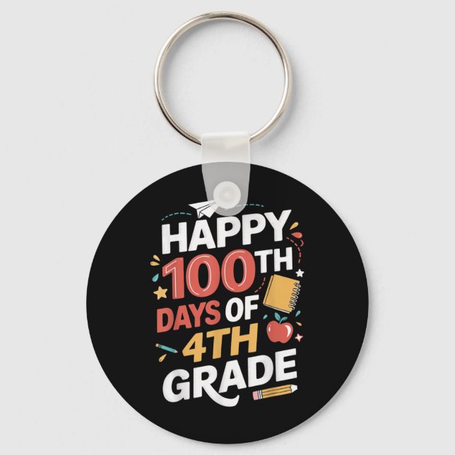 Llavero 100° Día de Maestra Estudiantil de 4º Grado 100 Dí (Anverso)