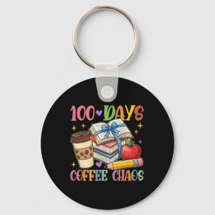 Llavero 100 Días Café y Caos Vida de Maestro 100º Día O