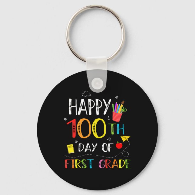 Llavero 100 Días De 1er Grado Feliz 100º Día De La Escuela (Anverso)