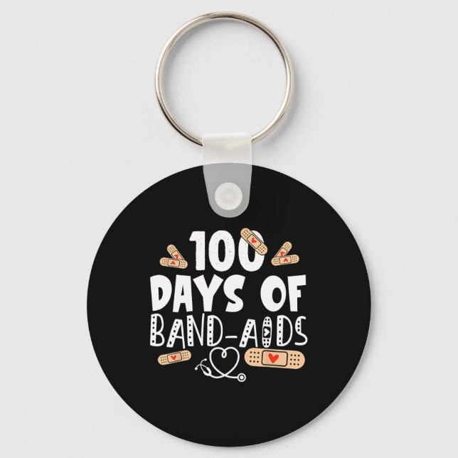 Llavero 100 días de banda-ayuda - enfermera escolar 100 dí (Anverso)