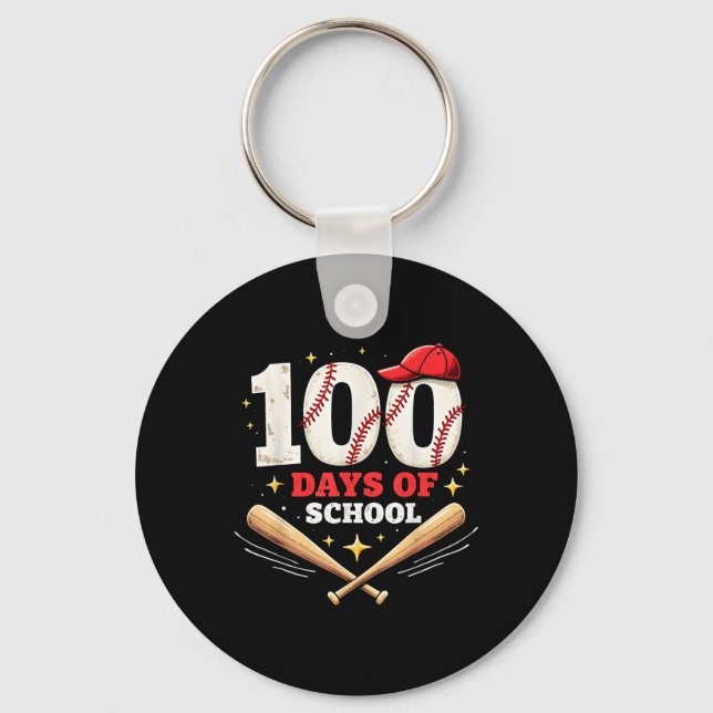 Llavero 100 Días De Béisbol Escolar 100º Día De La Escuela (Anverso)