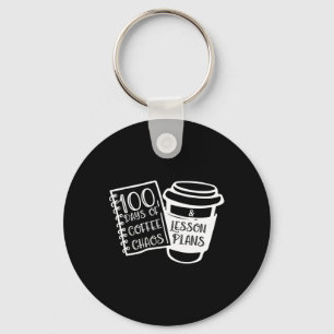 Llavero 100 Días De Café Caos Fun Teacher Tees