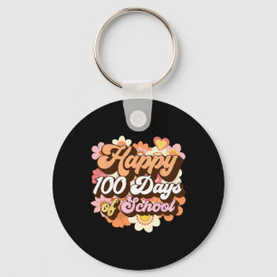 Llavero 100 Días De Enseñanza Escolar Niños Retro Felices 