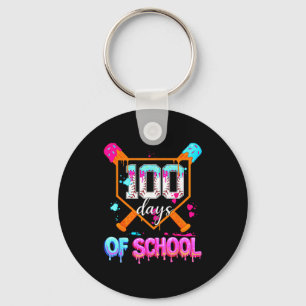 Llavero 100 Días De Escuela Beisbol Drip Feliz 100º Día O