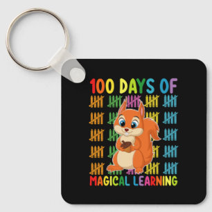 Llavero 100 Días De Escuela De Ardilla De Aprendizaje Mági