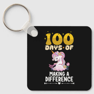 Llavero 100 Días De Escuela De Unicornios Que Marcan La Di