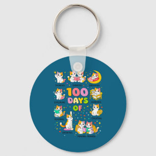 Llavero 100 días de escuela más inteligentes gatitos lindo