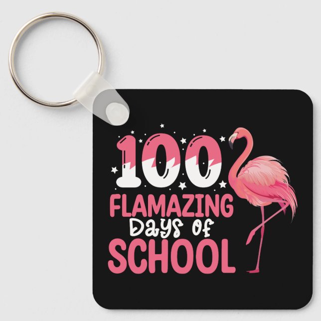 Llavero 100 días de flamación en la escuela de Flamingo (Anverso)