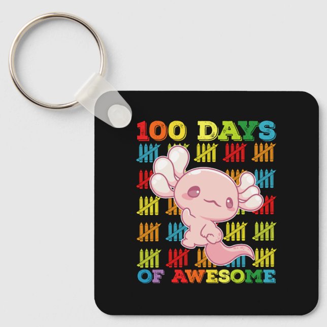 Llavero 100 Días De Impresionante Axolotl 100 Día Escolar (Anverso)