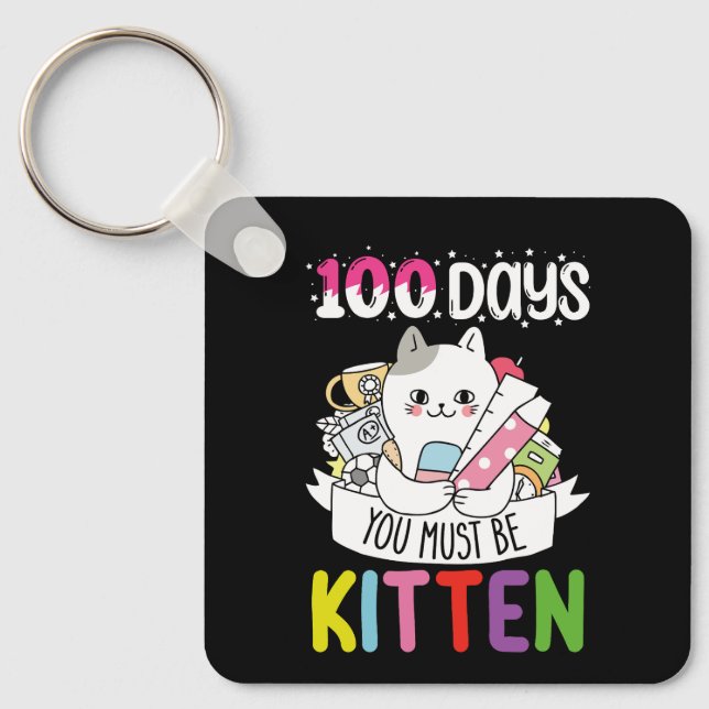 Llavero 100 Días Debes Ser Gatito De Escuela (Anverso)