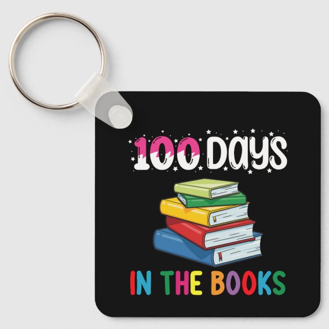 Llavero 100 Días En La Escuela De Libros Leyendo Bibliotec (Anverso)