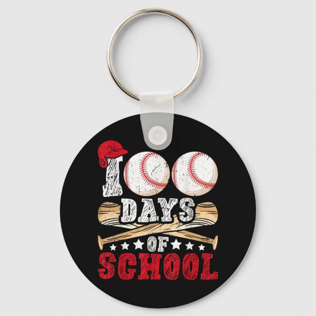 Llavero 100 Días Escolares De Niños Béisbol Maestros (Anverso)