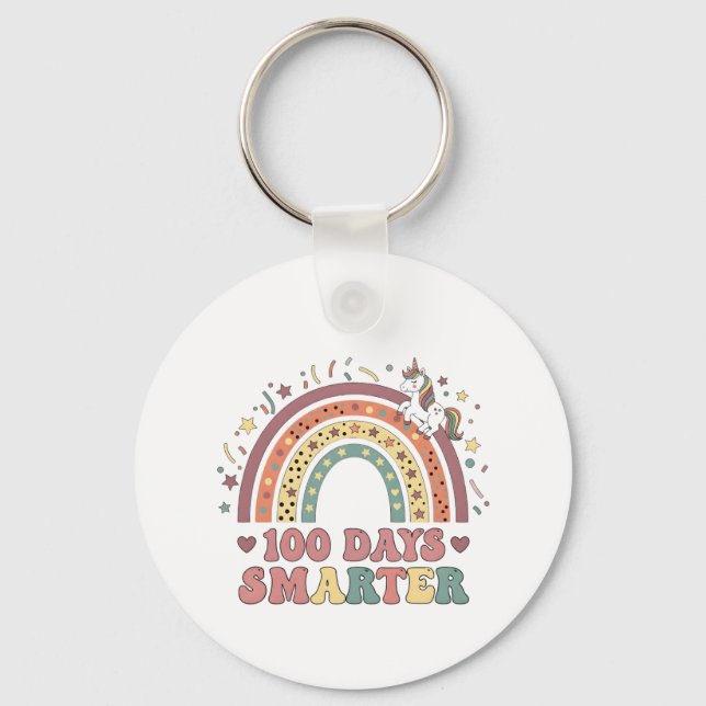 Llavero 100 días más inteligentes niñas Unicornio 100º día (Anverso)